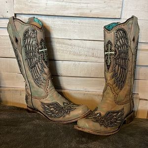 Corral Angel Wing Washed Turquoise Boots